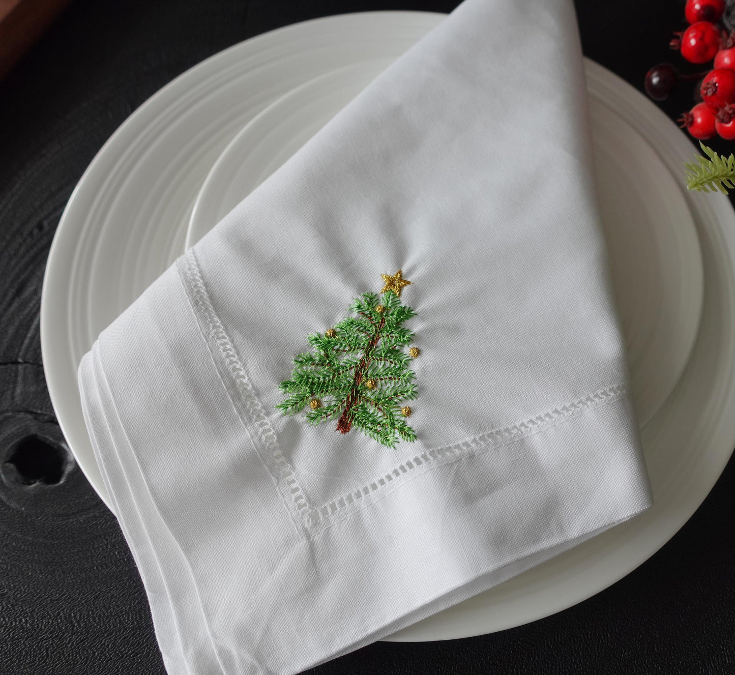 50x50cm Christmas Tree Embroidered Napkin