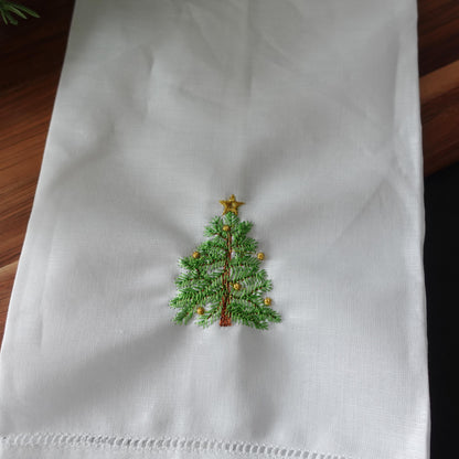 Christmas Tree Embroidered Hand Towel