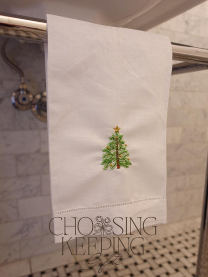 Christmas Tree Embroidered Hand Towel