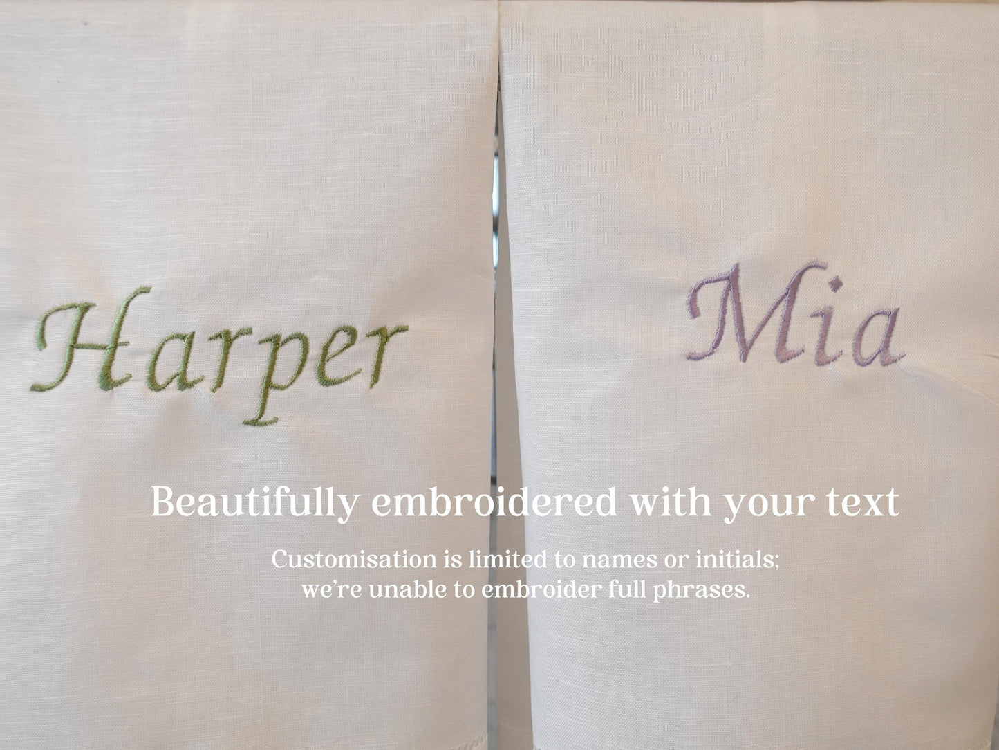 Personalized Linen Cotton Hand Towel,  Embroidered Tea Towel