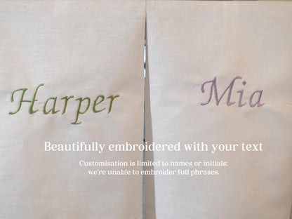 Personalized Linen Cotton Hand Towel,  Embroidered Tea Towel