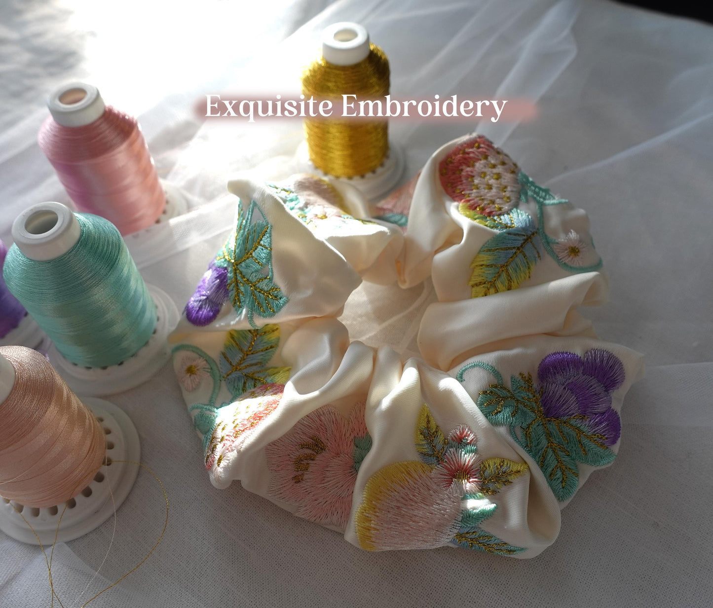 Embroidered Hair Scrunchie