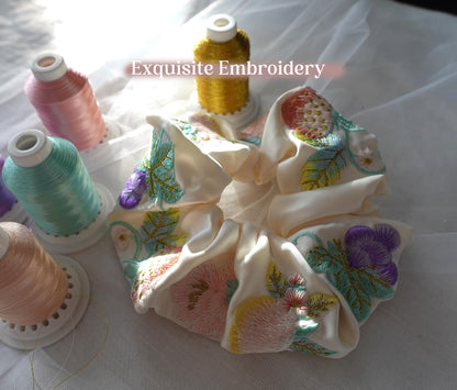 Embroidered Hair Scrunchie