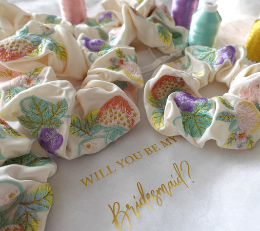 Embroidered Hair Scrunchie