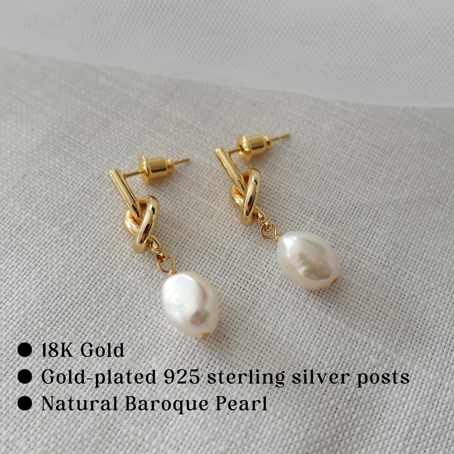 Baroque Pearl Earrings, Personalised Card