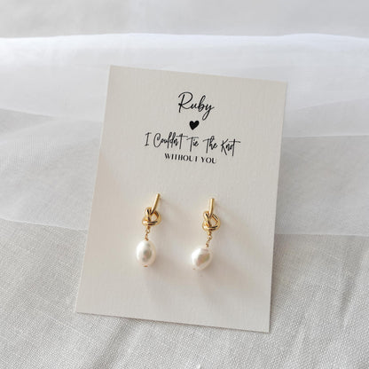 Baroque Pearl Earrings, Personalised Card