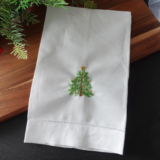 Christmas Tree Embroidered Hand Towel