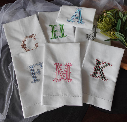 Custom Monogram  Hand Towel, Embroidered Linen Towel