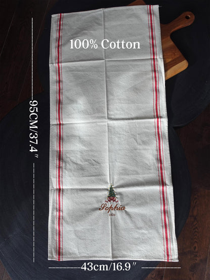 Personalized Embroidery Christmas Tea Towel