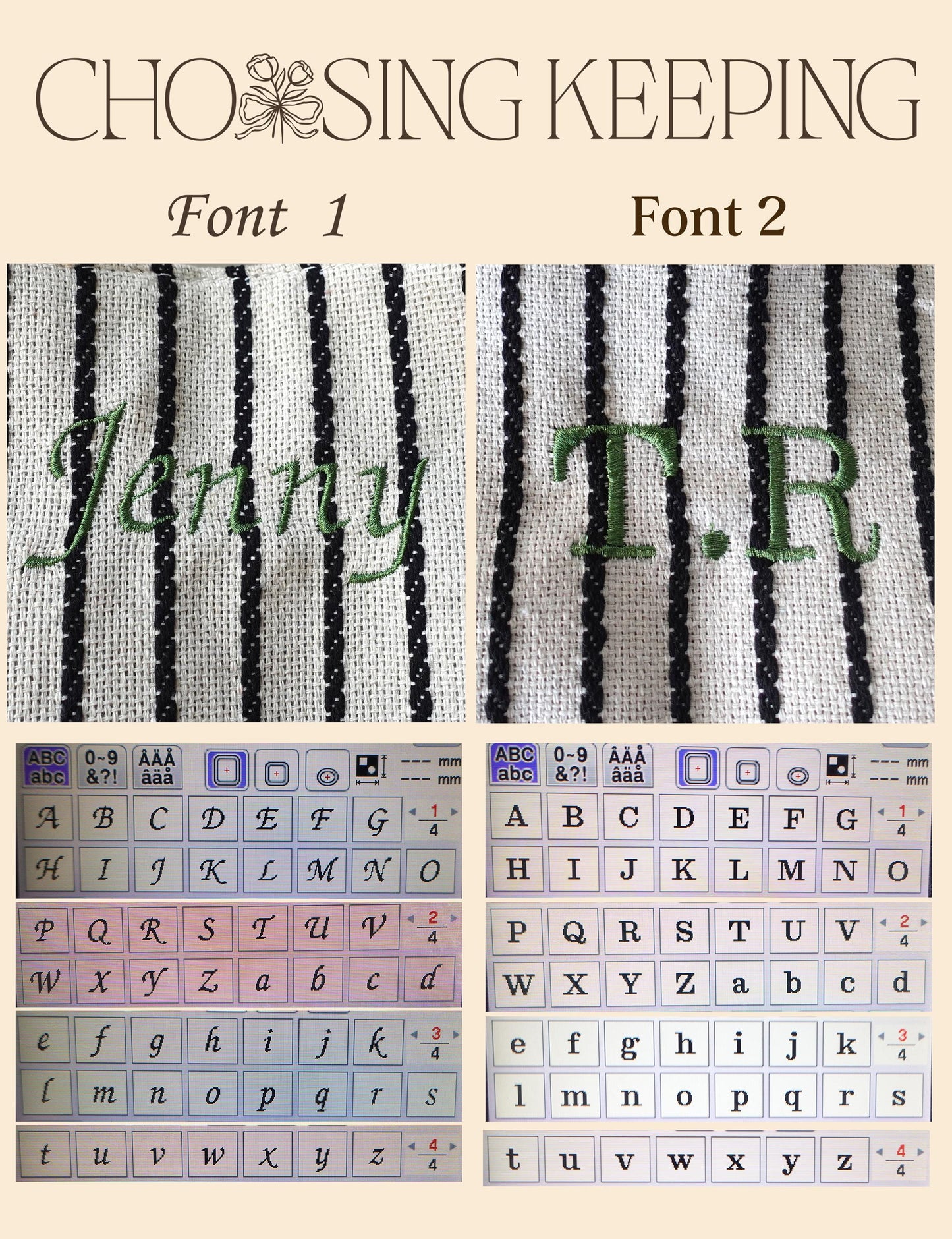 Embroidered initial tote bag, Oversize striped Tote Bag