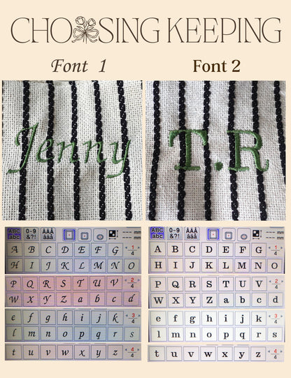 Embroidered initial tote bag, Oversize striped Tote Bag