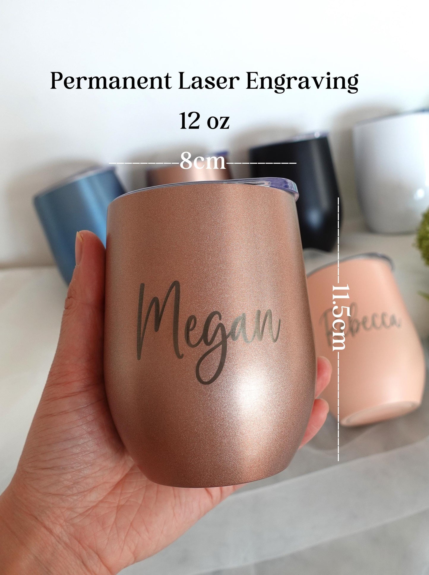 Personalised Wine Tumbler, Laser Engraved Name / LOGO/ Text/ Your Design