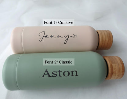 Engraved Tumbler, Personalized bottle, Wooden lid