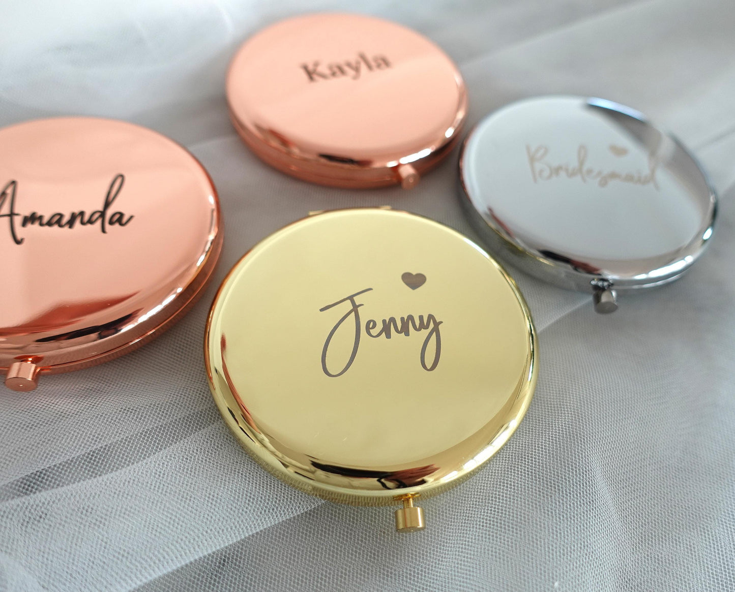 Personalised Compact Mirror, Custom Engraved Makeup Mirror