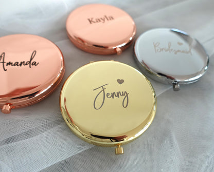 Personalised Compact Mirror, Custom Engraved Makeup Mirror