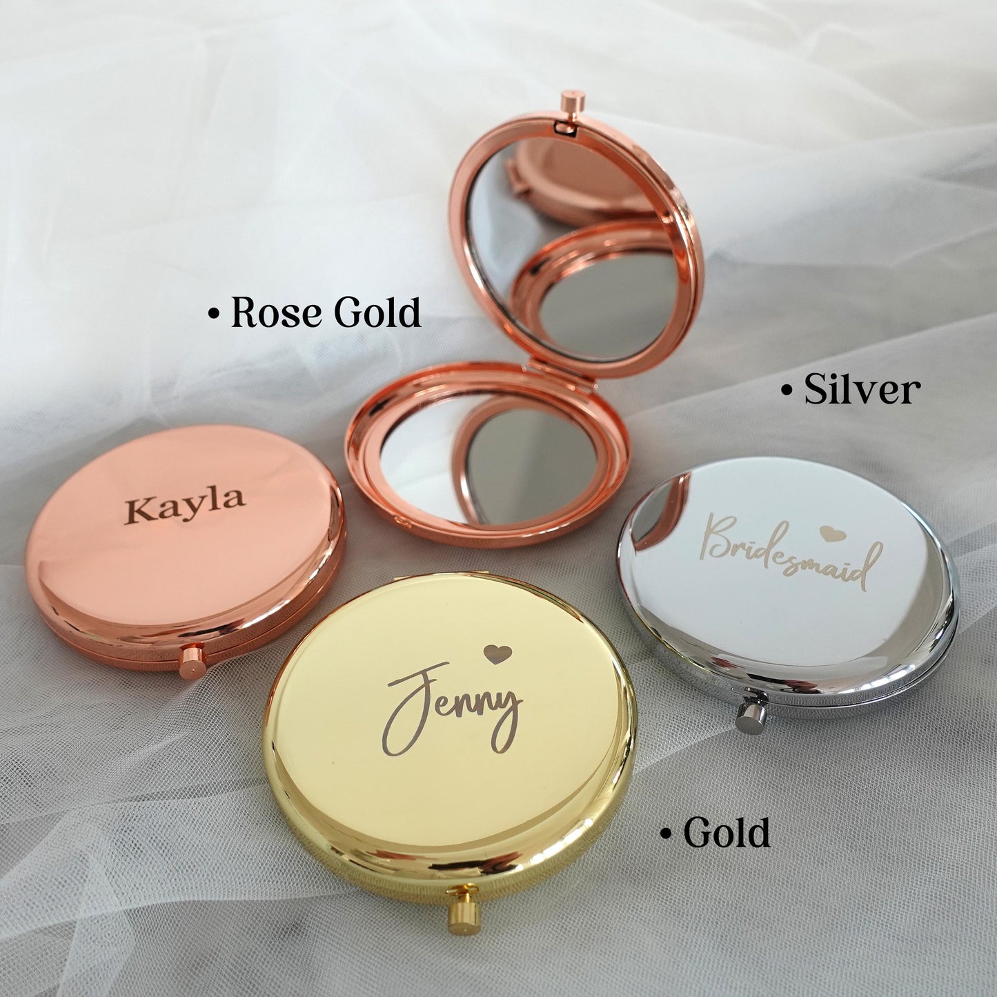 Personalised Compact Mirror, Custom Engraved Makeup Mirror