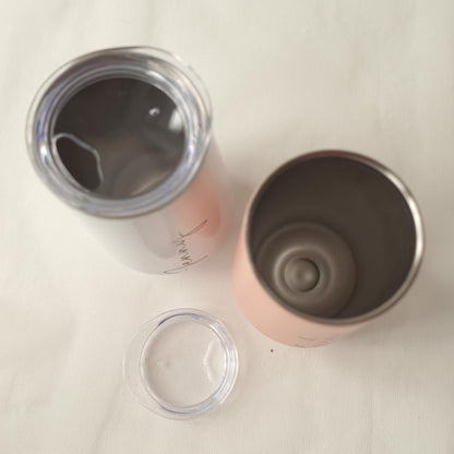 Personalised 6oz Champagne Tumbler with straw, Stainless Flute Wine Glass