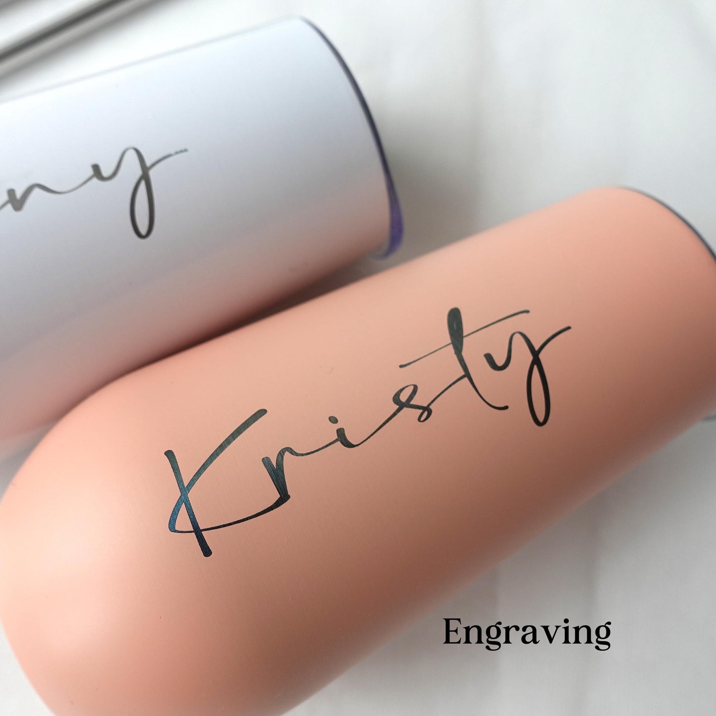 Personalised 6oz Champagne Tumbler with straw, Stainless Flute Wine Glass