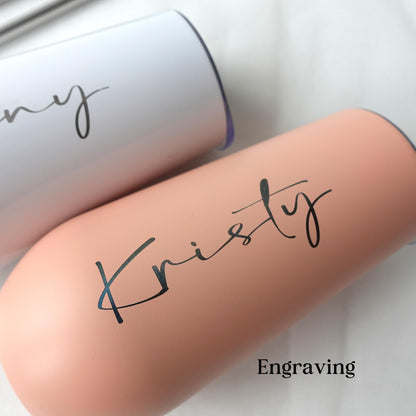 Personalised 6oz Champagne Tumbler with straw, Stainless Flute Wine Glass