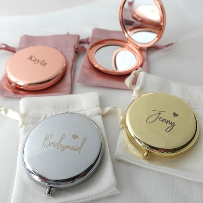 Personalised Compact Mirror, Custom Engraved Makeup Mirror