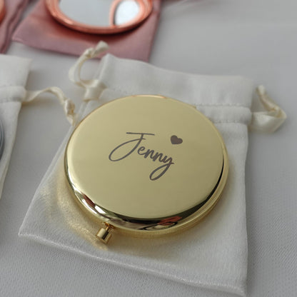 Personalised Compact Mirror, Custom Engraved Makeup Mirror