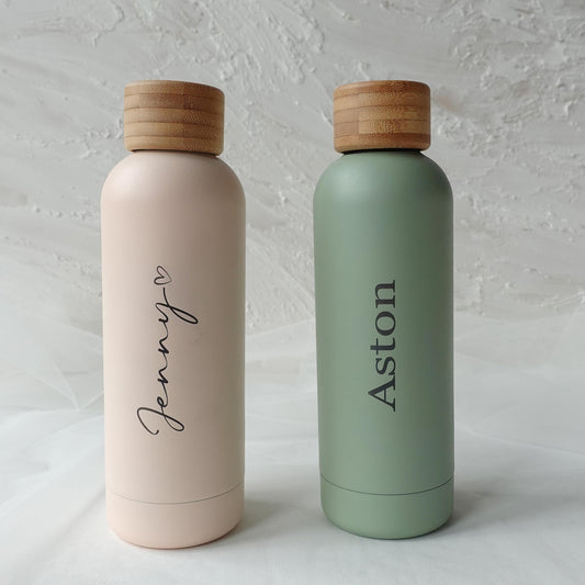 Engraved Tumbler, Personalized bottle, Wooden lid