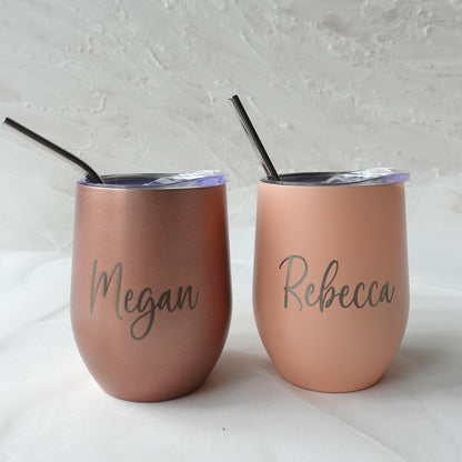 Personalised Wine Tumbler, Laser Engraved Name / LOGO/ Text/ Your Design