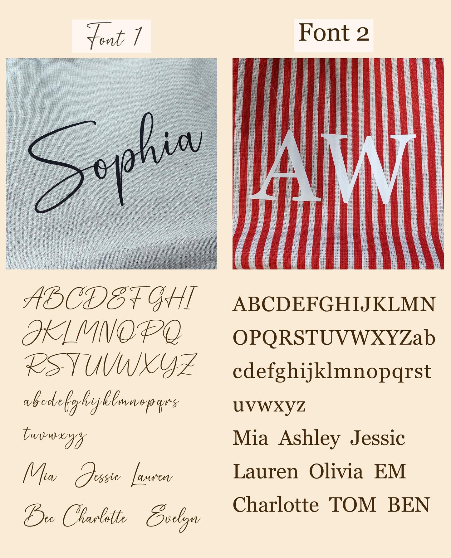 Customized striped Linen Rattan Bag, Personalized Bag