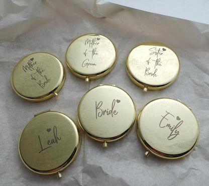 Personalised Compact Mirror, Custom Engraved Makeup Mirror