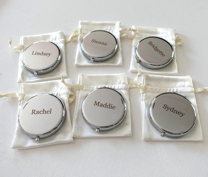 Personalised Compact Mirror, Custom Engraved Makeup Mirror
