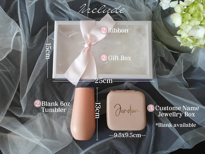 Custom Name Jewellery Case & 6oz Tumbler Gift Box Set