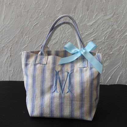 Personalised Striped Mini Tote, Country Vintage Style
