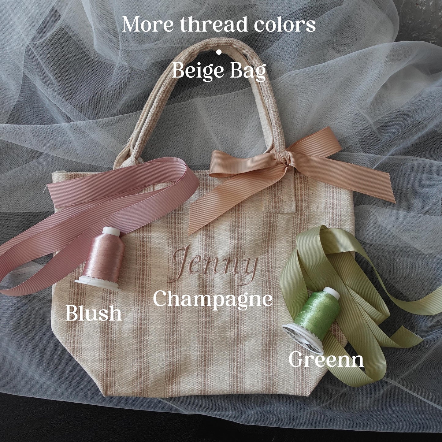 Personalised Striped Mini Tote, Country Vintage Style