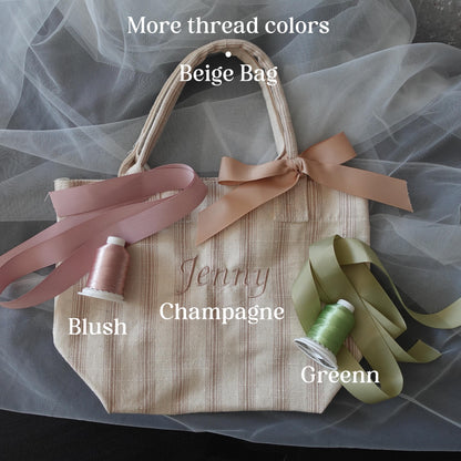 Personalised Striped Mini Tote, Country Vintage Style