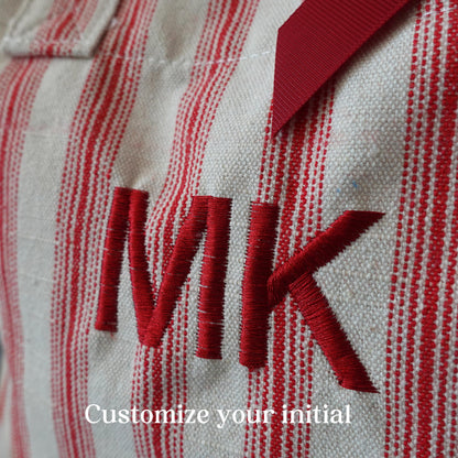 Personalised Striped Mini Tote, Country Vintage Style