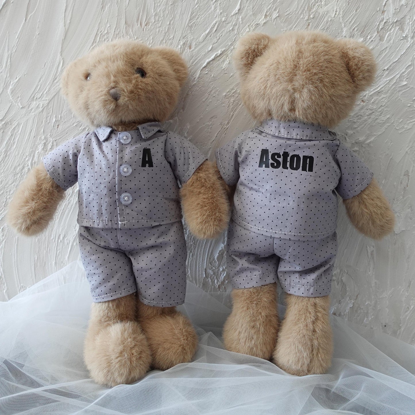 Personalised Pyjama Teddy Bear Plush, Custom Name Gift for Boy