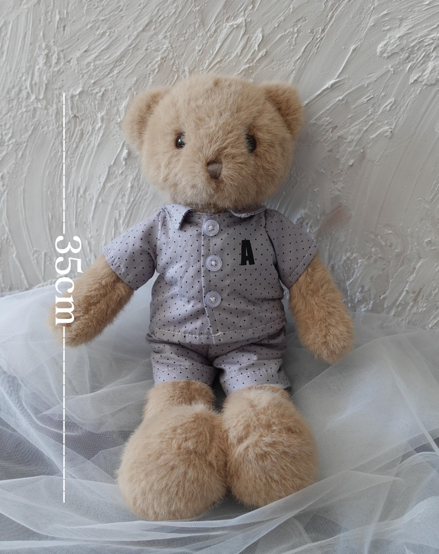 Personalised Pyjama Teddy Bear Plush, Custom Name Gift for Boy