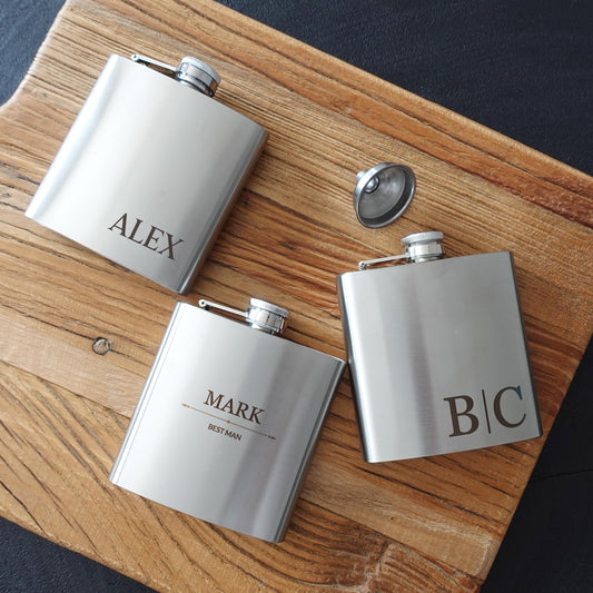 Personalised Hip Flask, 6oz, 304 Stainless Steel