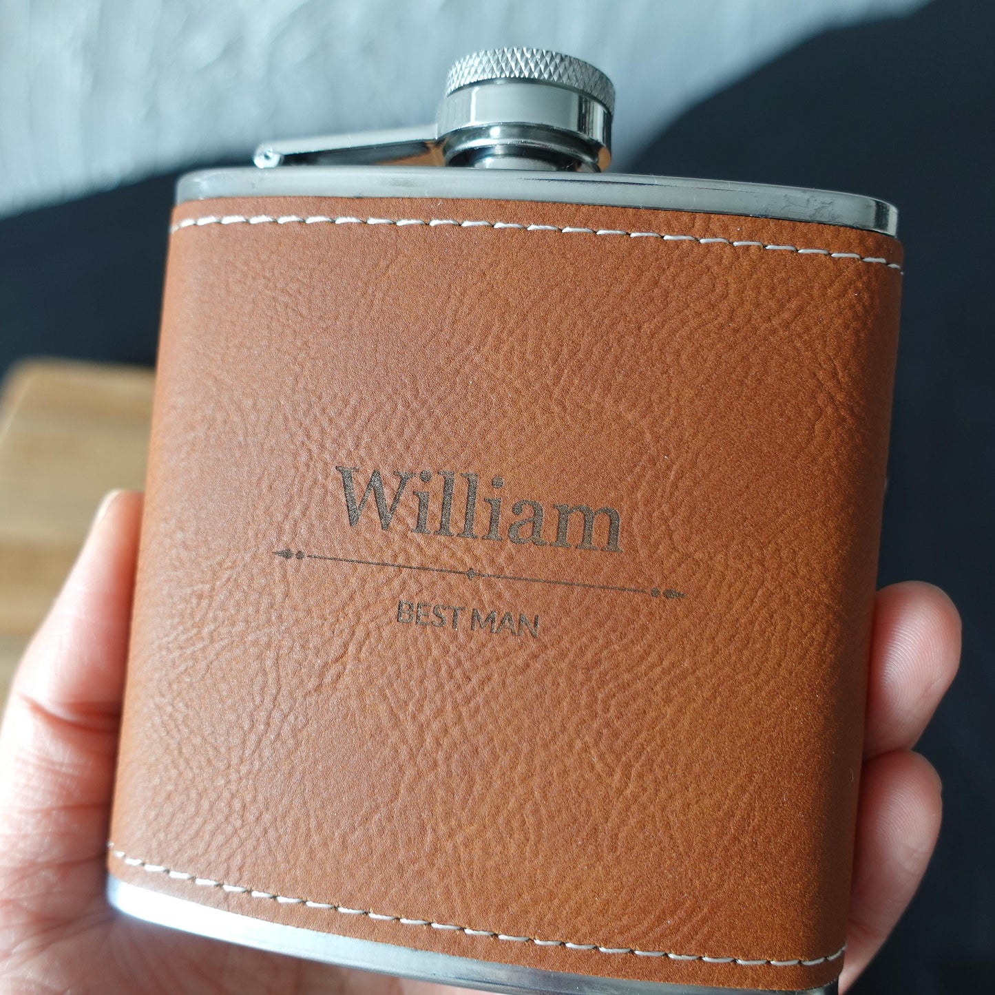Personalised PU Leather Hip Flask