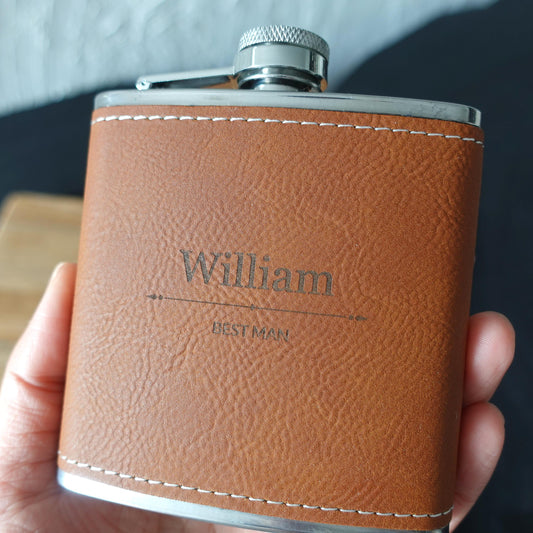 Personalised PU Leather Hip Flask