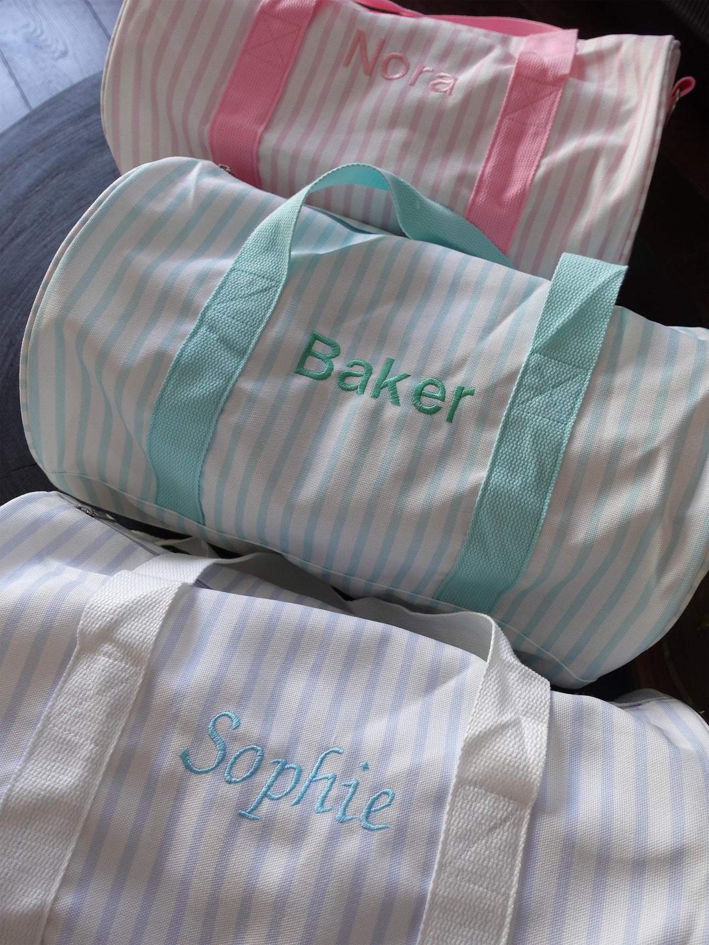 Personalized Kids Striped Duffel Bag