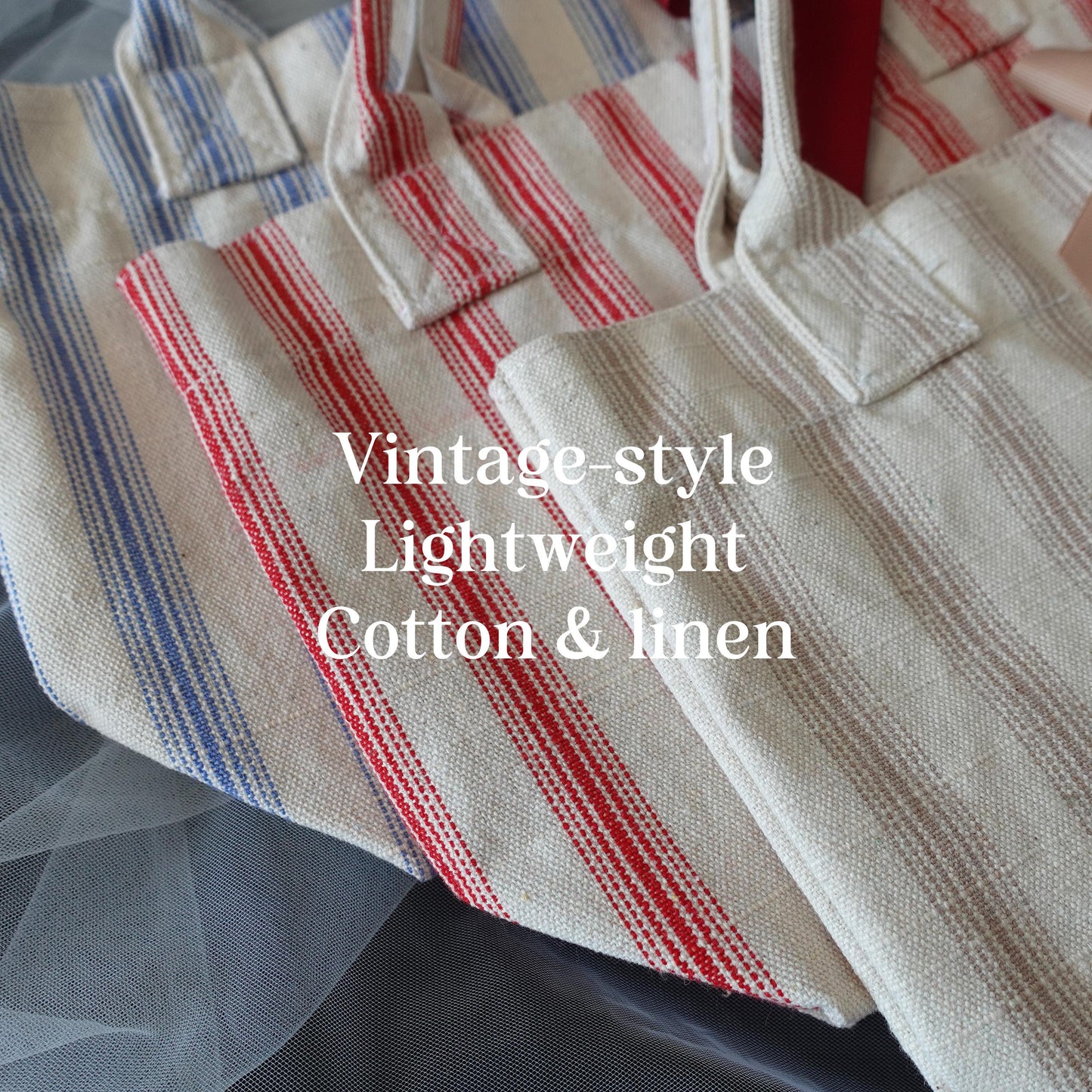 Personalised Striped Mini Tote, Country Vintage Style