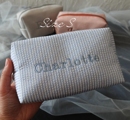 Personalized Striped Makeup Bag