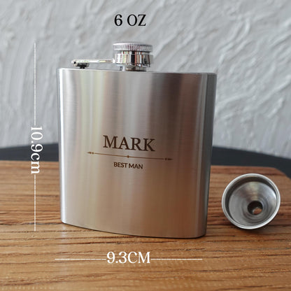 Personalised Hip Flask, 6oz, 304 Stainless Steel