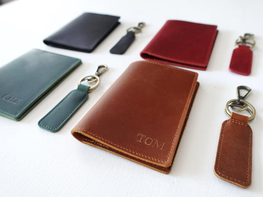 Personalised Leather Passport Holder & Keyring