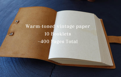 Personalized handmade Travel Journal, Thick Leather Notebook