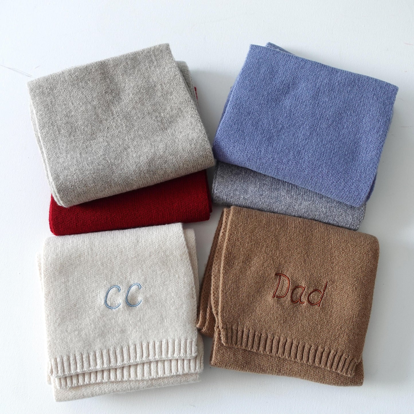 Custom Embroidered Wool Scarf with Initials or Name