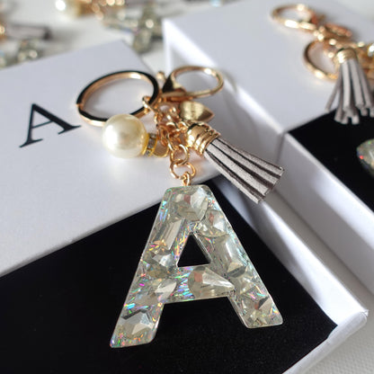 Custom Handmade Resin Letter Silver Key Chain Sets