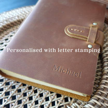 Personalized handmade Travel Journal, Thick Leather Notebook