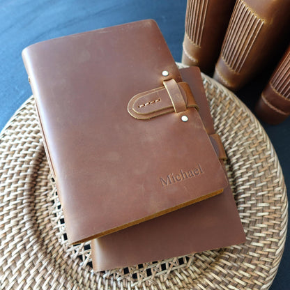 Personalized handmade Travel Journal, Thick Leather Notebook